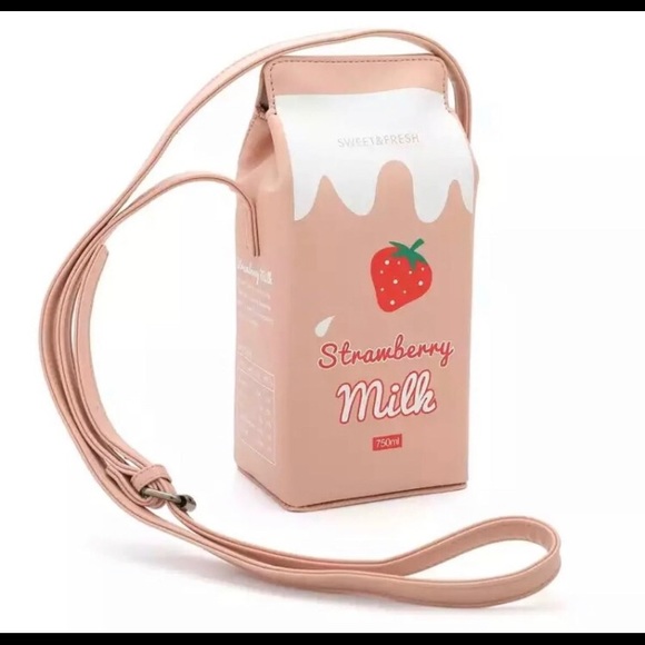 *SOLD* Strawberry Milk Carton Crossbody Bag - Picture 3 of 4